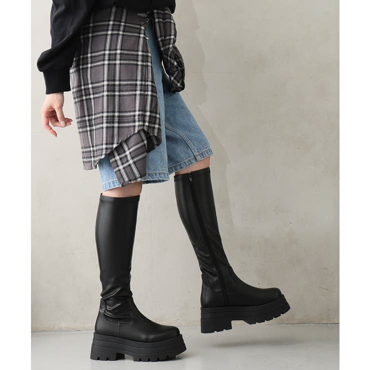 【25年秋冬新作】厚底 トリプルソール ストレッチ ロングブーツ | DEMETER | 詳細画像15 