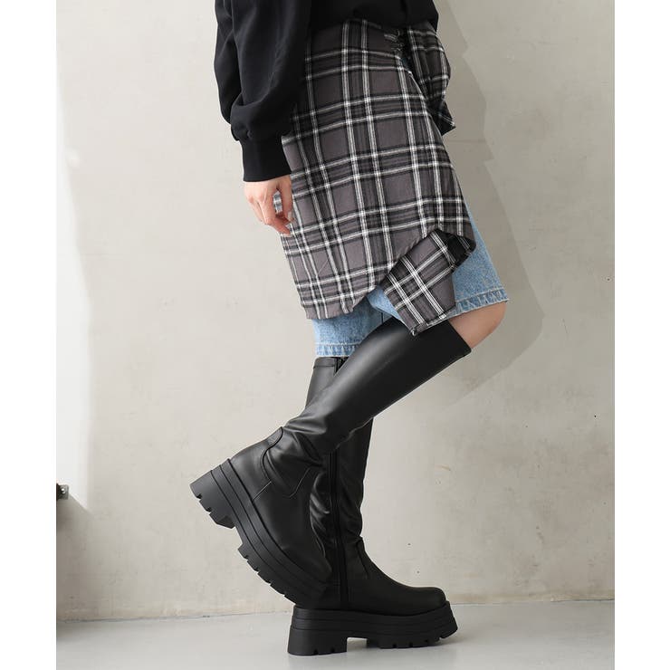 【25年秋冬新作】厚底 トリプルソール ストレッチ ロングブーツ | DEMETER | 詳細画像16 