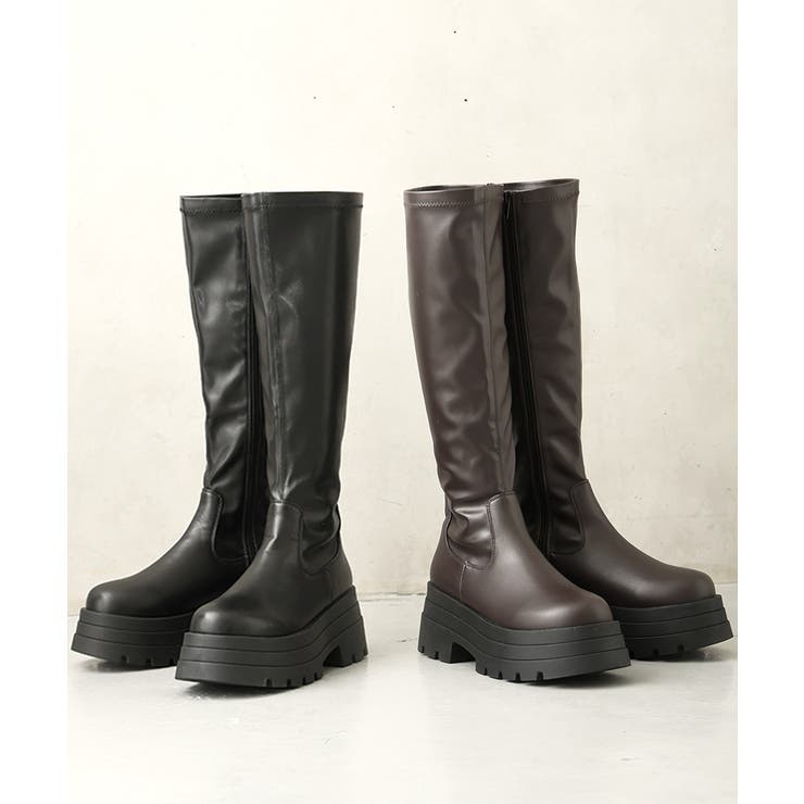 【25年秋冬新作】厚底 トリプルソール ストレッチ ロングブーツ | DEMETER | 詳細画像2 