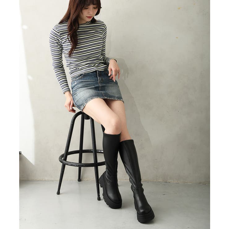 【25年秋冬新作】厚底 トリプルソール ストレッチ ロングブーツ | DEMETER | 詳細画像20 