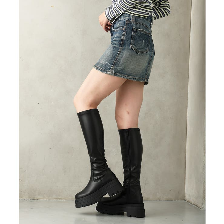 【25年秋冬新作】厚底 トリプルソール ストレッチ ロングブーツ | DEMETER | 詳細画像22 