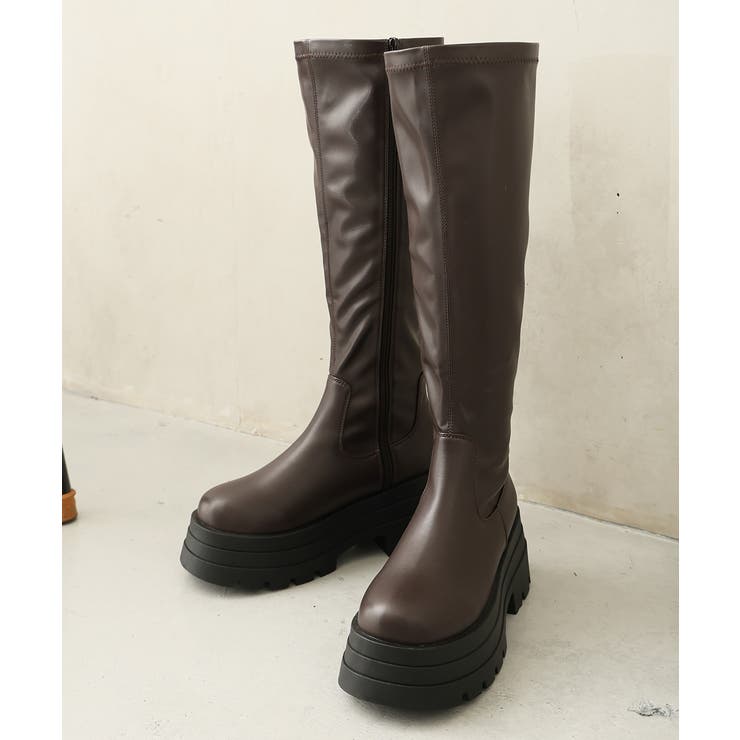 【25年秋冬新作】厚底 トリプルソール ストレッチ ロングブーツ | DEMETER | 詳細画像26 