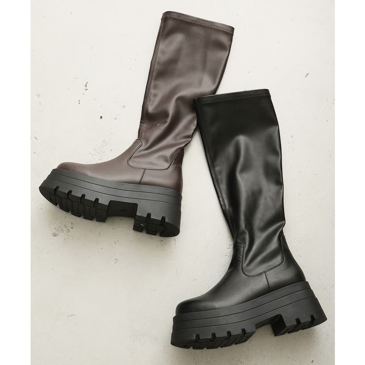 【25年秋冬新作】厚底 トリプルソール ストレッチ ロングブーツ | DEMETER | 詳細画像3 