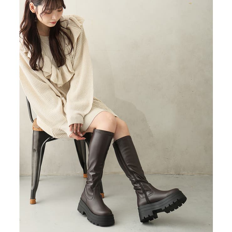 【25年秋冬新作】厚底 トリプルソール ストレッチ ロングブーツ | DEMETER | 詳細画像35 