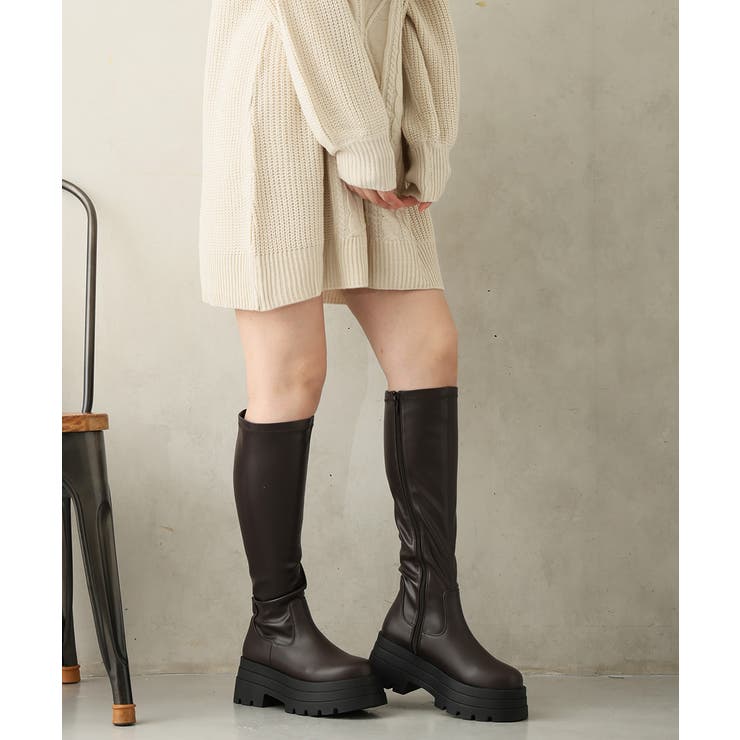 【25年秋冬新作】厚底 トリプルソール ストレッチ ロングブーツ | DEMETER | 詳細画像37 