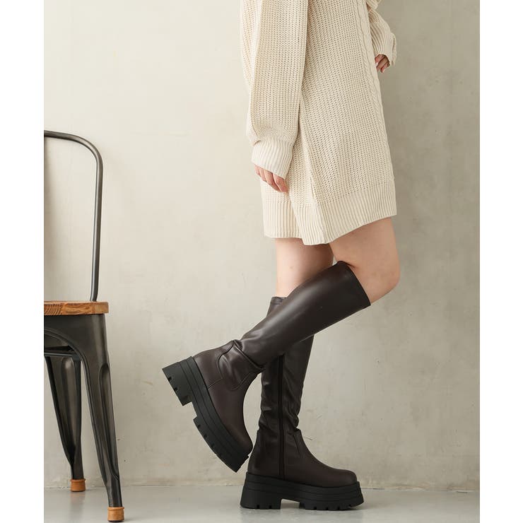 【25年秋冬新作】厚底 トリプルソール ストレッチ ロングブーツ | DEMETER | 詳細画像38 