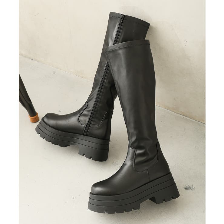 【25年秋冬新作】厚底 トリプルソール ストレッチ ロングブーツ | DEMETER | 詳細画像4 