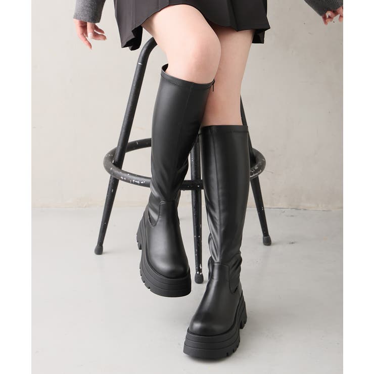 【25年秋冬新作】厚底 トリプルソール ストレッチ ロングブーツ | DEMETER | 詳細画像5 