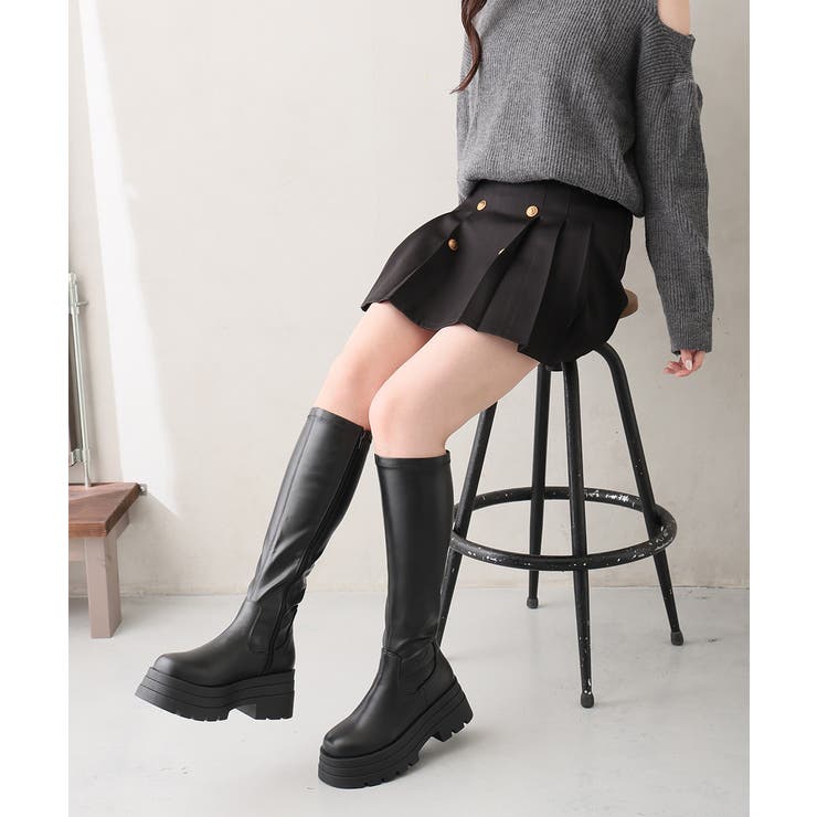 【25年秋冬新作】厚底 トリプルソール ストレッチ ロングブーツ | DEMETER | 詳細画像6 