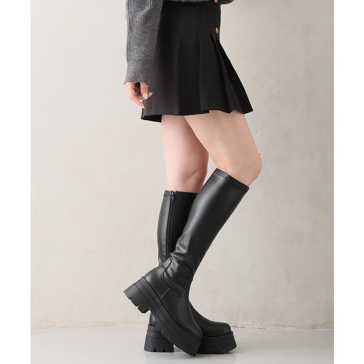 【25年秋冬新作】厚底 トリプルソール ストレッチ ロングブーツ | DEMETER | 詳細画像8 