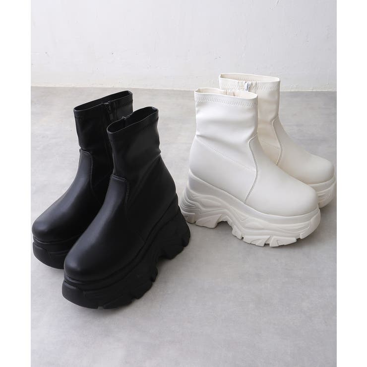 【25年秋冬新作】厚底 ボリュームソール ストレッチ ショートブーツ | DEMETER | 詳細画像2 