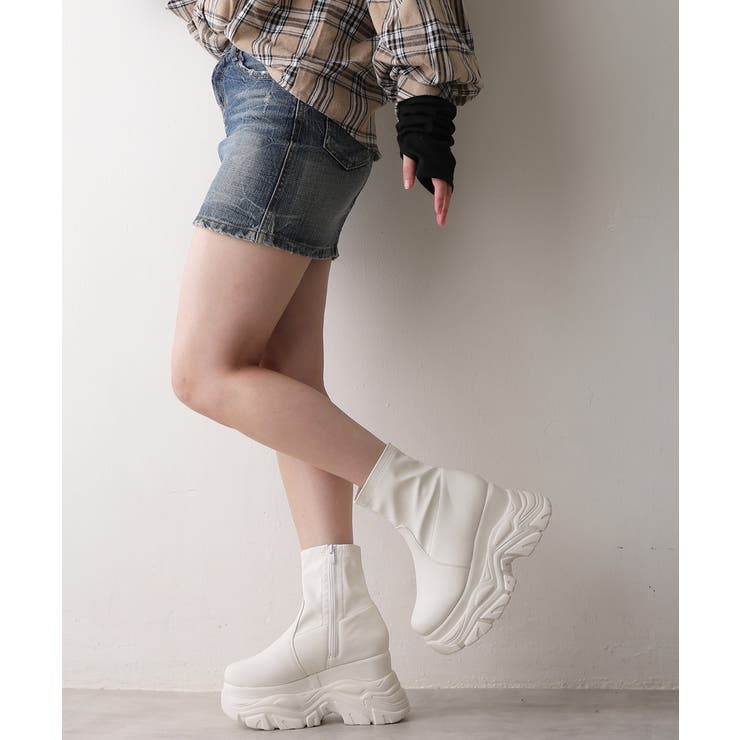 【25年秋冬新作】厚底 ボリュームソール ストレッチ ショートブーツ | DEMETER | 詳細画像21 