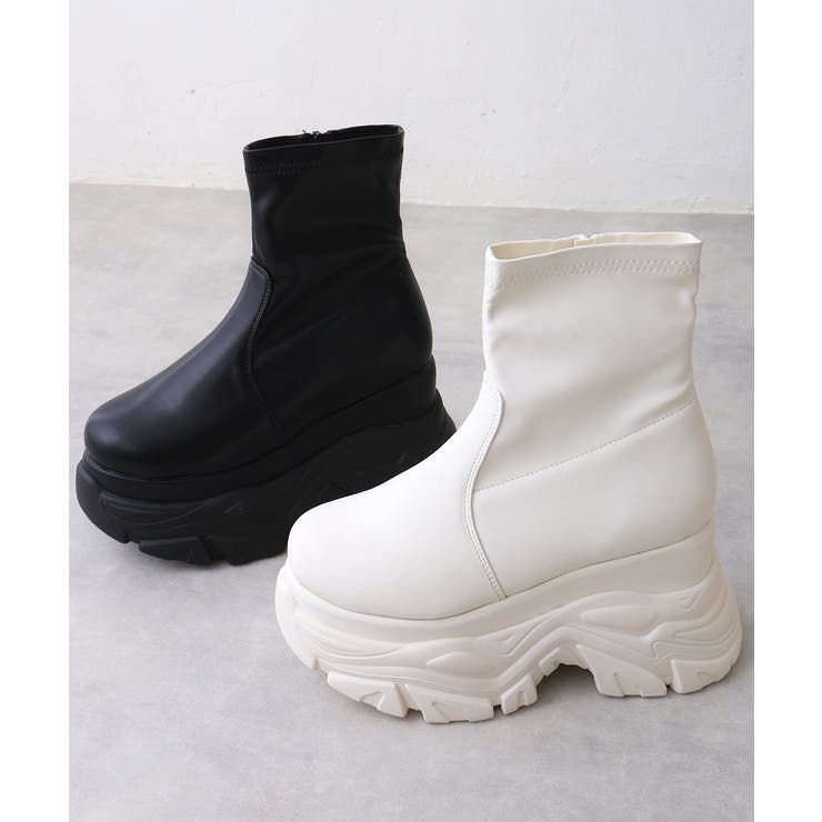 【25年秋冬新作】厚底 ボリュームソール ストレッチ ショートブーツ | DEMETER | 詳細画像3 