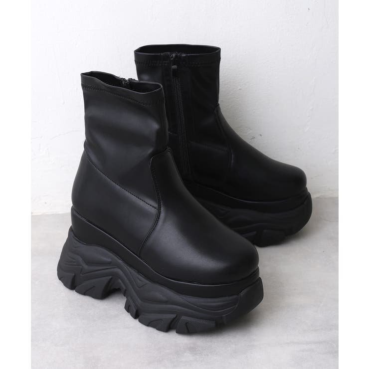 【25年秋冬新作】厚底 ボリュームソール ストレッチ ショートブーツ | DEMETER | 詳細画像4 