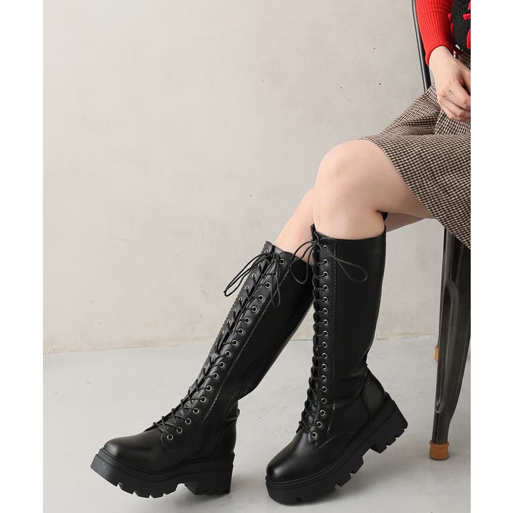 【25年秋冬新作】厚底 プラットフォーム レースアップ ロングブーツ | DEMETER | 詳細画像11 