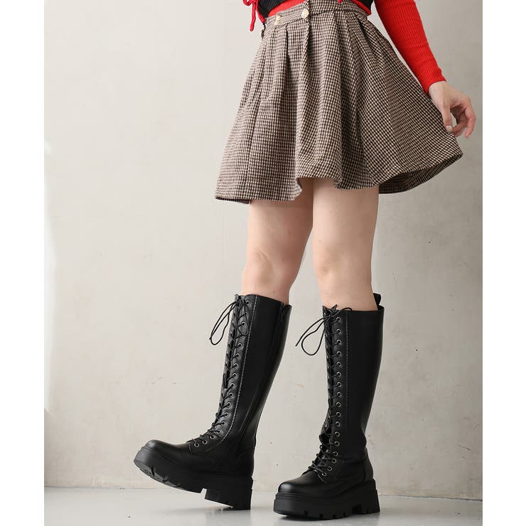 【25年秋冬新作】厚底 プラットフォーム レースアップ ロングブーツ | DEMETER | 詳細画像14 