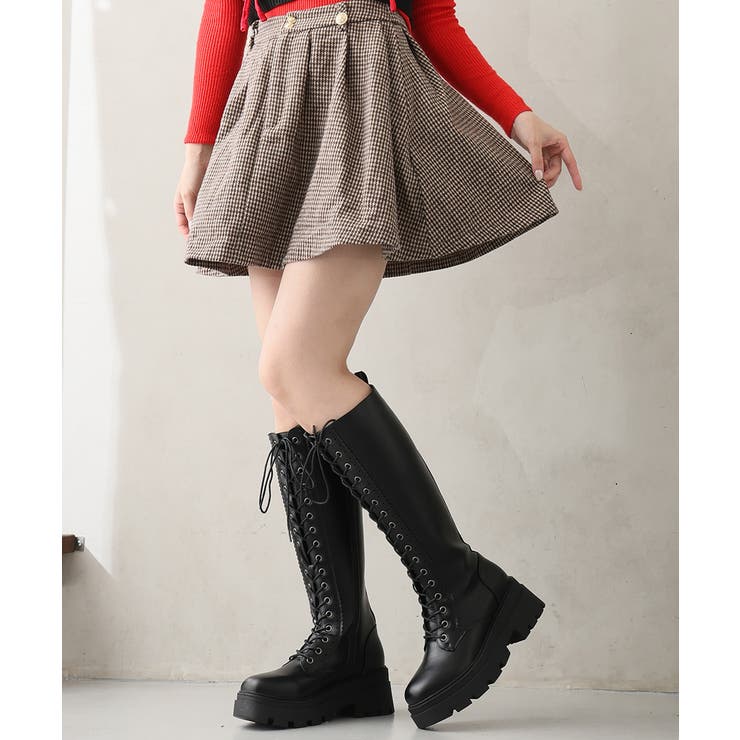 【25年秋冬新作】厚底 プラットフォーム レースアップ ロングブーツ | DEMETER | 詳細画像15 