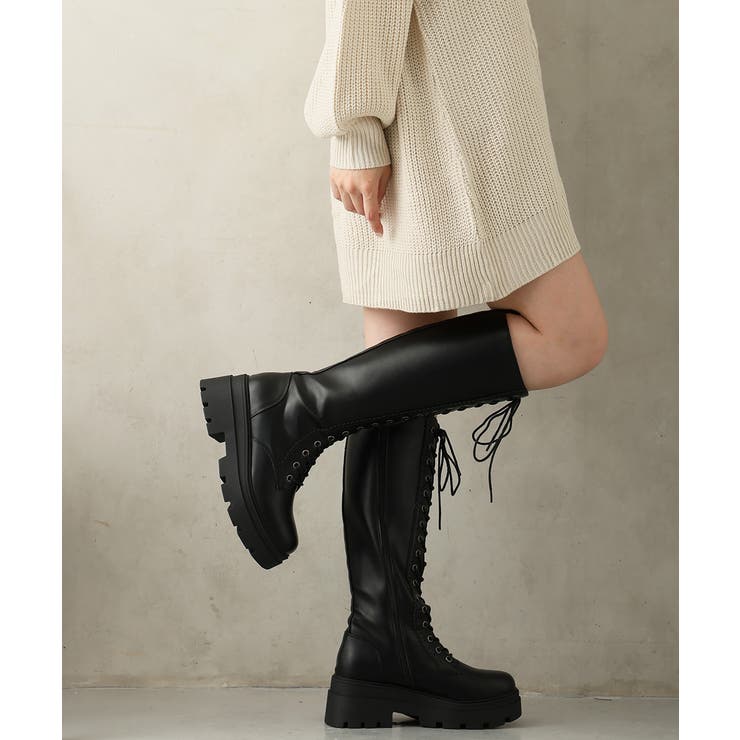 【25年秋冬新作】厚底 プラットフォーム レースアップ ロングブーツ | DEMETER | 詳細画像20 