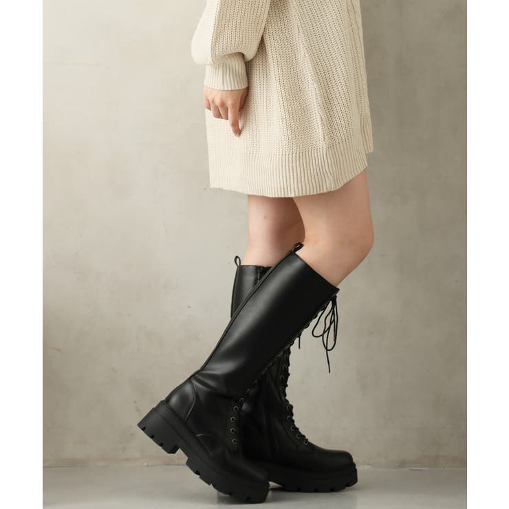 【25年秋冬新作】厚底 プラットフォーム レースアップ ロングブーツ | DEMETER | 詳細画像21 