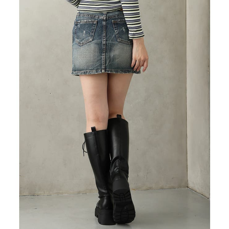 【25年秋冬新作】厚底 プラットフォーム レースアップ ロングブーツ | DEMETER | 詳細画像29 