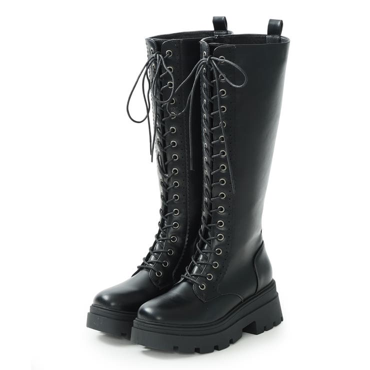 【25年秋冬新作】厚底 プラットフォーム レースアップ ロングブーツ | DEMETER | 詳細画像31 