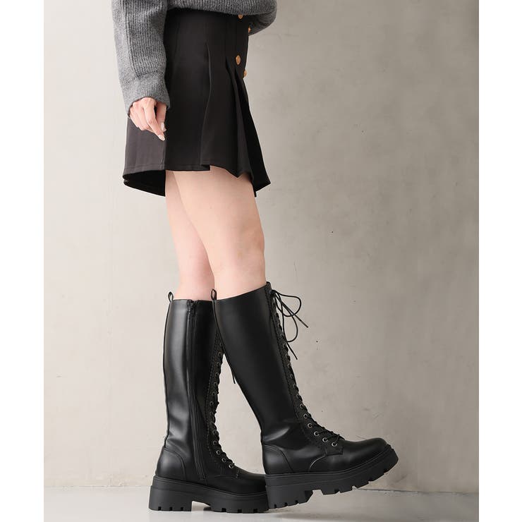 【25年秋冬新作】厚底 プラットフォーム レースアップ ロングブーツ | DEMETER | 詳細画像7 