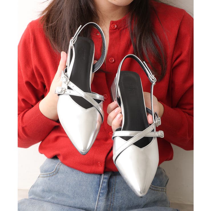 【25年秋冬新作】ポインテッドトゥ クロスデザイン ストラップパンプス | DEMETER | 詳細画像13 