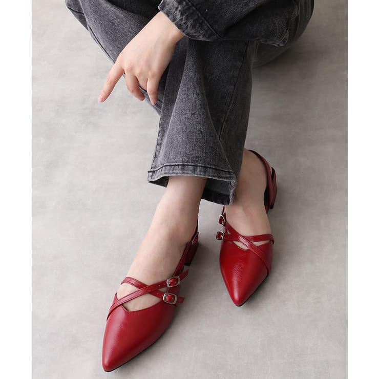 【25年秋冬新作】ポインテッドトゥ クロスデザイン ストラップパンプス | DEMETER | 詳細画像23 