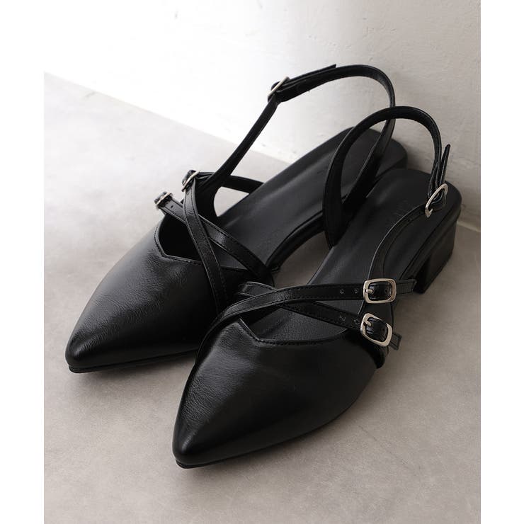 【25年秋冬新作】ポインテッドトゥ クロスデザイン ストラップパンプス | DEMETER | 詳細画像3 