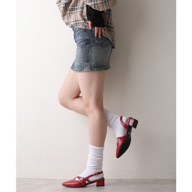 【25年秋冬新作】ポインテッドトゥ クロスデザイン ストラップパンプス | DEMETER | 詳細画像32 