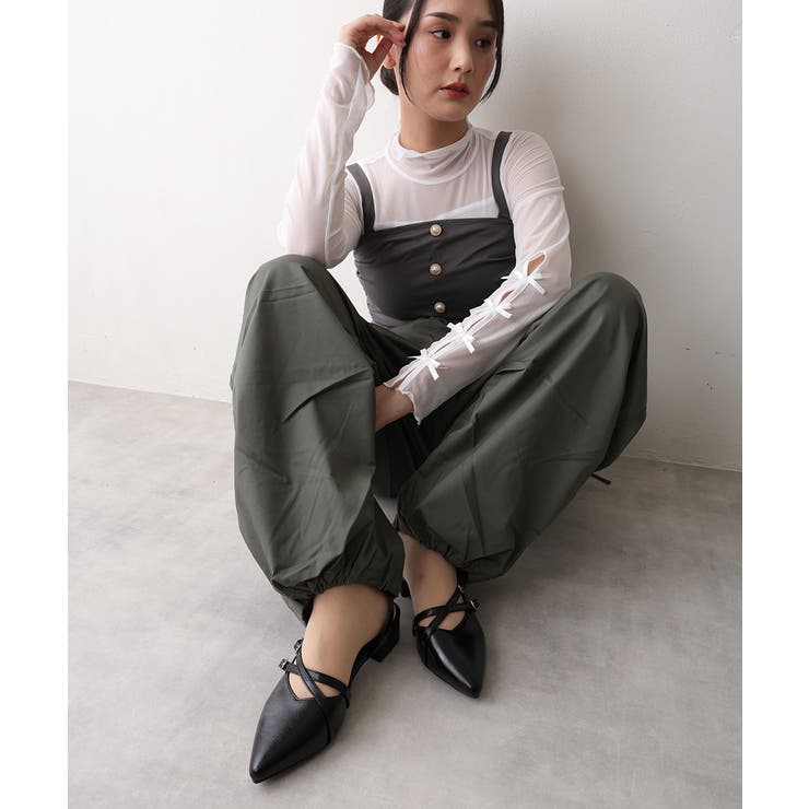 【25年秋冬新作】ポインテッドトゥ クロスデザイン ストラップパンプス | DEMETER | 詳細画像6 