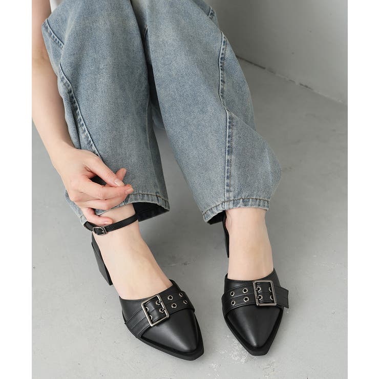 ブラック | 【26年春夏新作】ポインテッドトゥ アンクルストラップ セパレートパンプス | DEMETER