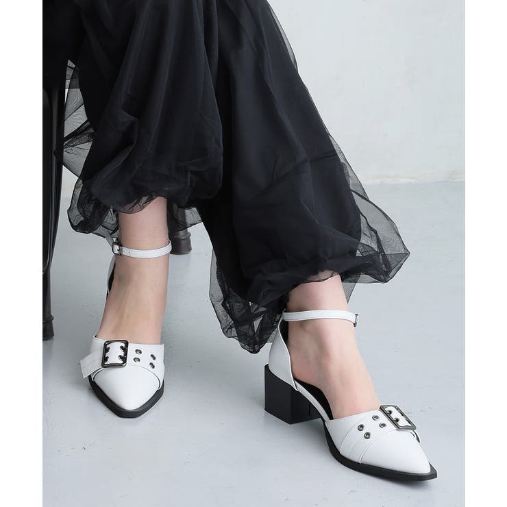 ホワイト | 【26年春夏新作】ポインテッドトゥ アンクルストラップ セパレートパンプス | DEMETER