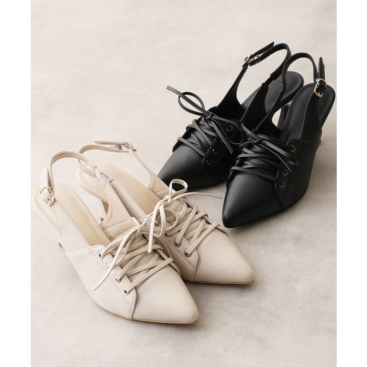 【26年春夏新作】ポインテッドトゥ レースアップ バックストラップ パンプス | DEMETER | 詳細画像2 