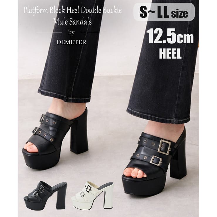 【26年春夏新作】厚底太ヒール オープントゥ バックルダブルベルト | DEMETER | 詳細画像1 