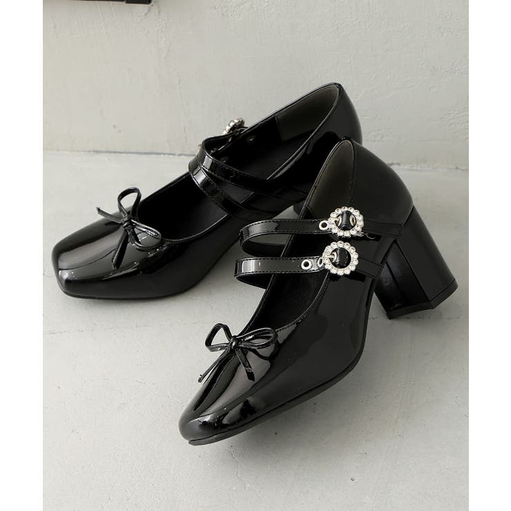 【26年春夏新作】スクエアトゥ ビジューバックル リボンパンプス | DEMETER | 詳細画像2 