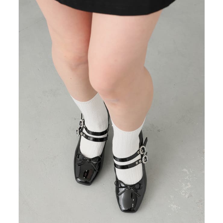 【26年春夏新作】スクエアトゥ ビジューバックル リボンパンプス | DEMETER | 詳細画像5 