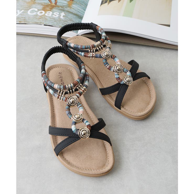 【25年春夏新作】エスニック調 ゴールドパーツ リゾートサンダル | DEMETER | 詳細画像3 