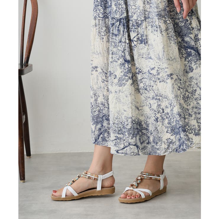 【25年春夏新作】エスニック調 ゴールドパーツ リゾートサンダル | DEMETER | 詳細画像32 