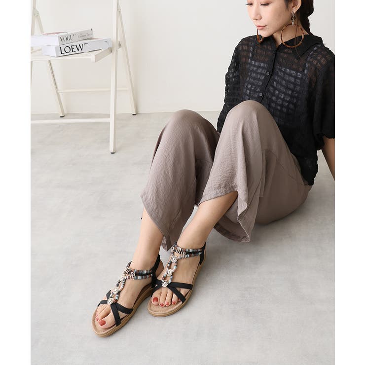 【25年春夏新作】エスニック調 ゴールドパーツ リゾートサンダル | DEMETER | 詳細画像6 