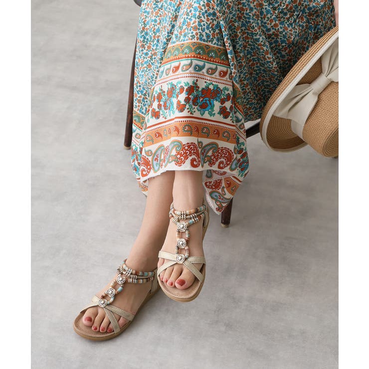 【25年春夏新作】エスニック調 ゴールドパーツ リゾートサンダル | DEMETER | 詳細画像61 