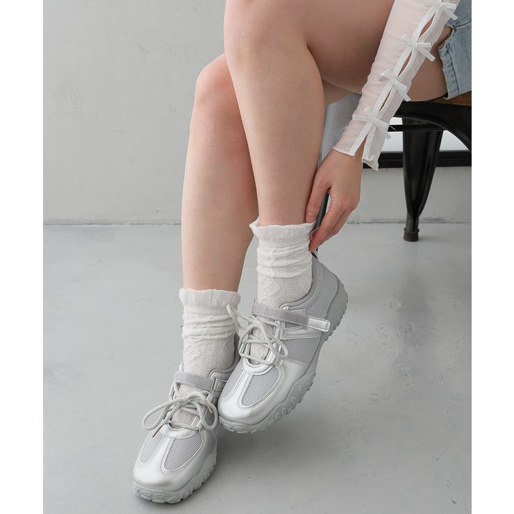 【26年春夏新作】ベルクロ 素材MIX レースアップスニーカー | DEMETER | 詳細画像12 