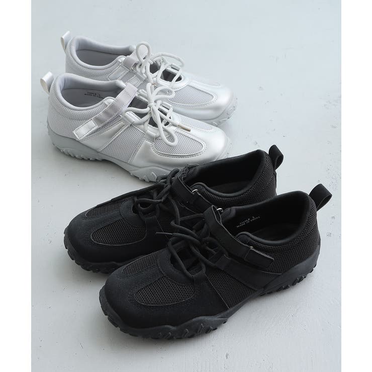 【26年春夏新作】ベルクロ 素材MIX レースアップスニーカー | DEMETER | 詳細画像2 