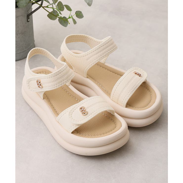 【26年春夏新作】厚底 ダブルソール ビジュー ベルクロ スポーツサンダル | DEMETER | 詳細画像11 