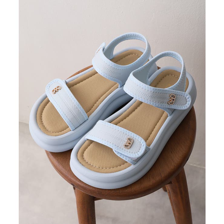 【26年春夏新作】厚底 ダブルソール ビジュー ベルクロ スポーツサンダル | DEMETER | 詳細画像17 