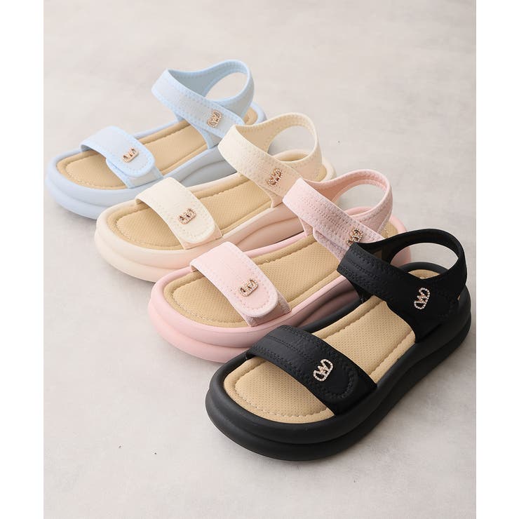 【26年春夏新作】厚底 ダブルソール ビジュー ベルクロ スポーツサンダル | DEMETER | 詳細画像3 