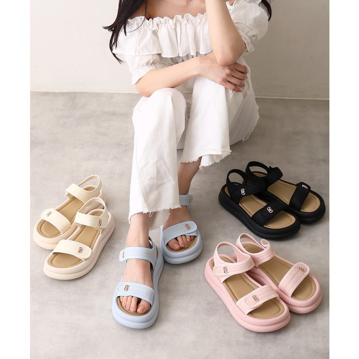 【26年春夏新作】厚底 ダブルソール ビジュー ベルクロ スポーツサンダル | DEMETER | 詳細画像31 