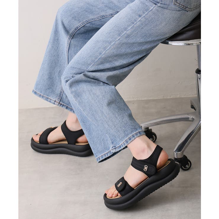 【26年春夏新作】厚底 ダブルソール ビジュー ベルクロ スポーツサンダル | DEMETER | 詳細画像5 