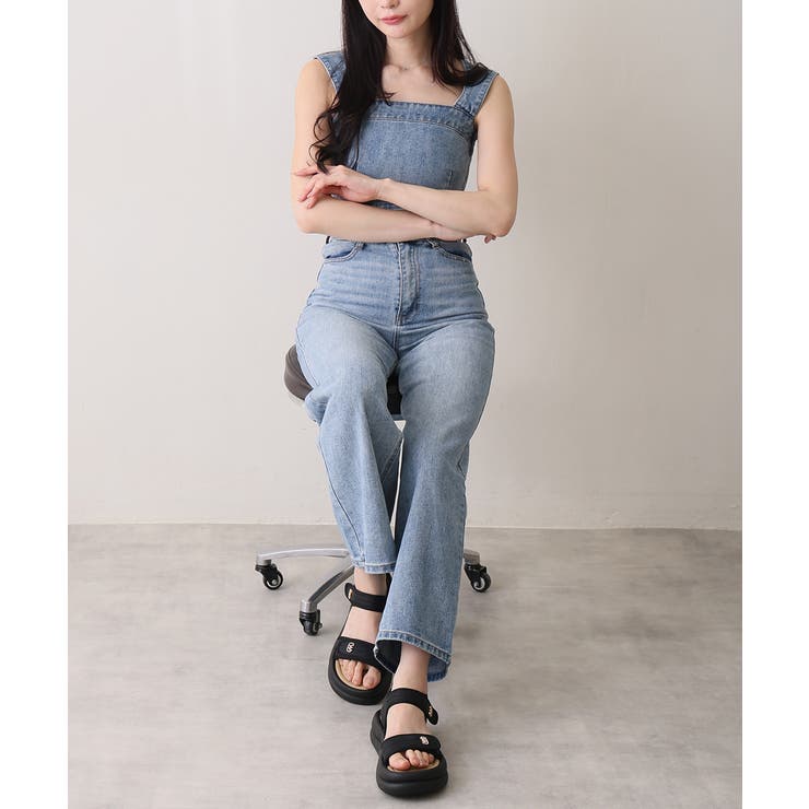 【26年春夏新作】厚底 ダブルソール ビジュー ベルクロ スポーツサンダル | DEMETER | 詳細画像6 