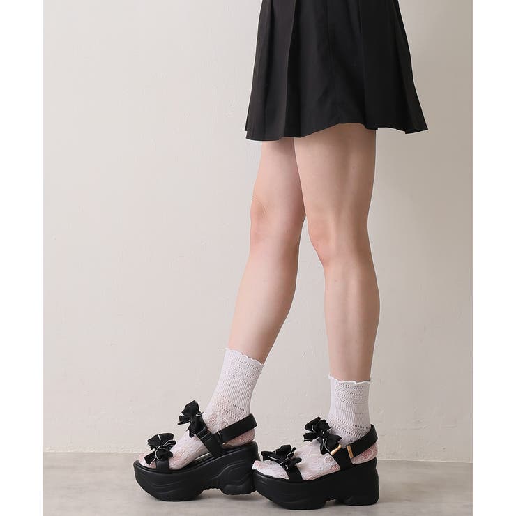 【26年春夏新作】厚底 リボンデザイン ベルクロ スポーツサンダル | DEMETER | 詳細画像14 